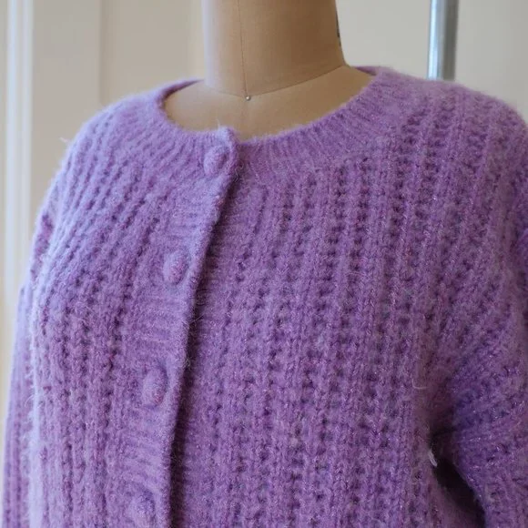 & Other Stories | Chunky knit cardigan lilac purple metallic small alpaca blend - Picture 8 of 8